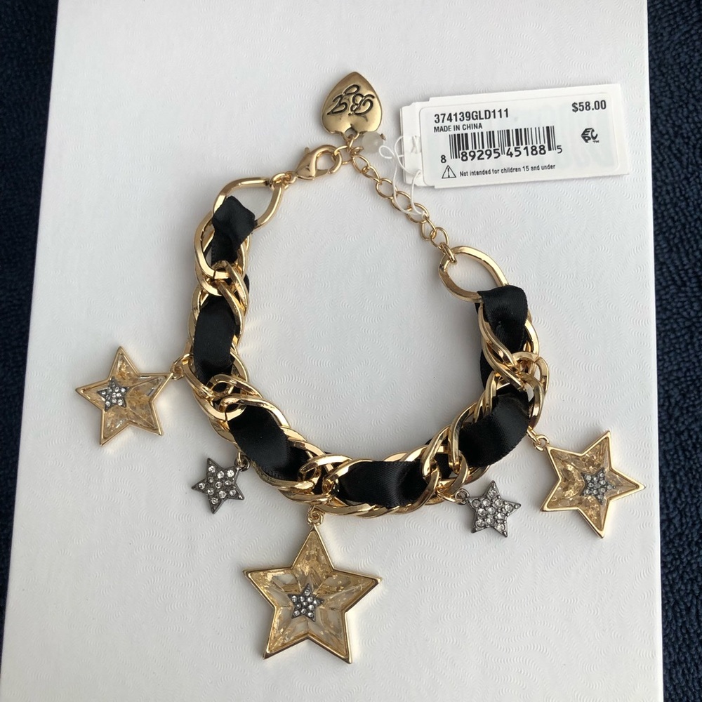 Betsey Johnson Celestial Punk crystal star charm bracelet. New in package.